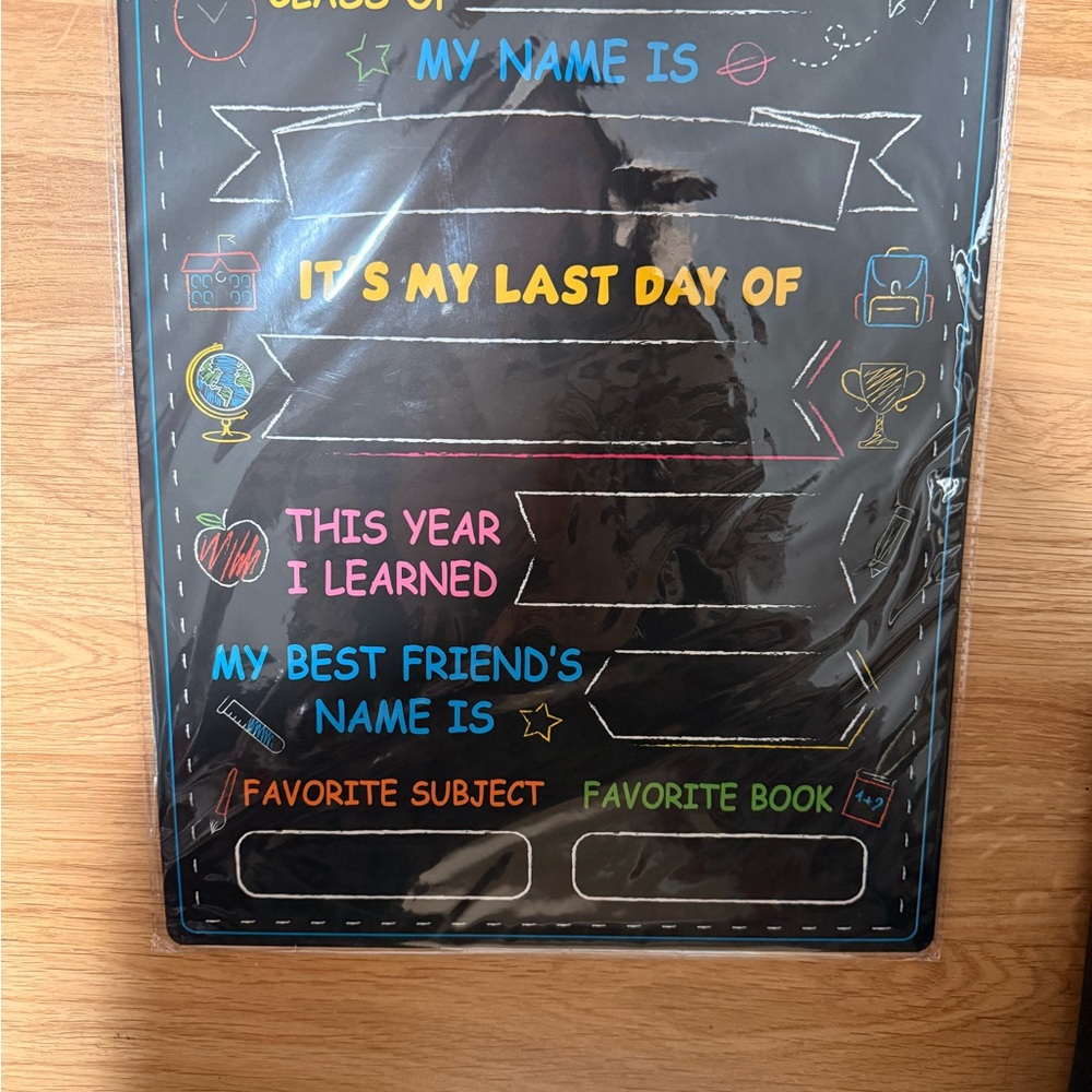 Colorful First Day and Last Day (on back) of School Chalkboard Sign